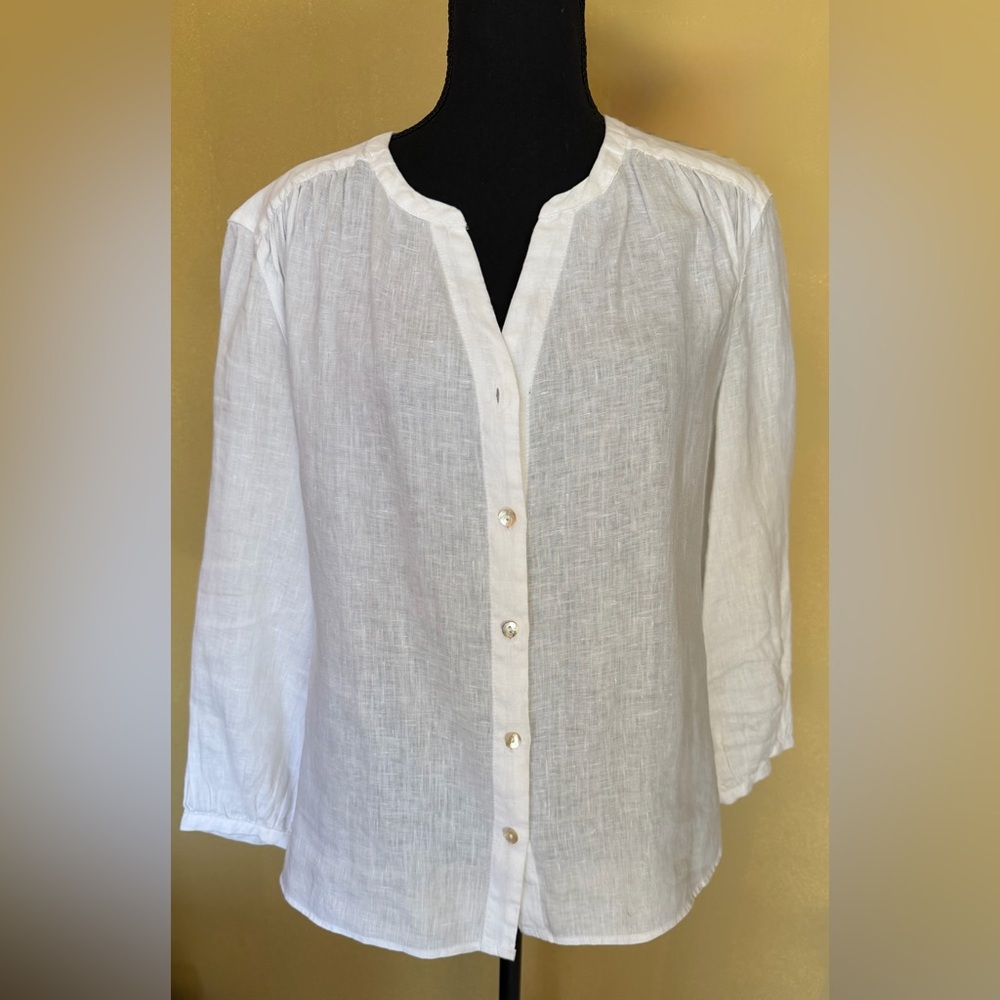 Rachel Zoe White Linen Button-Down Shirt